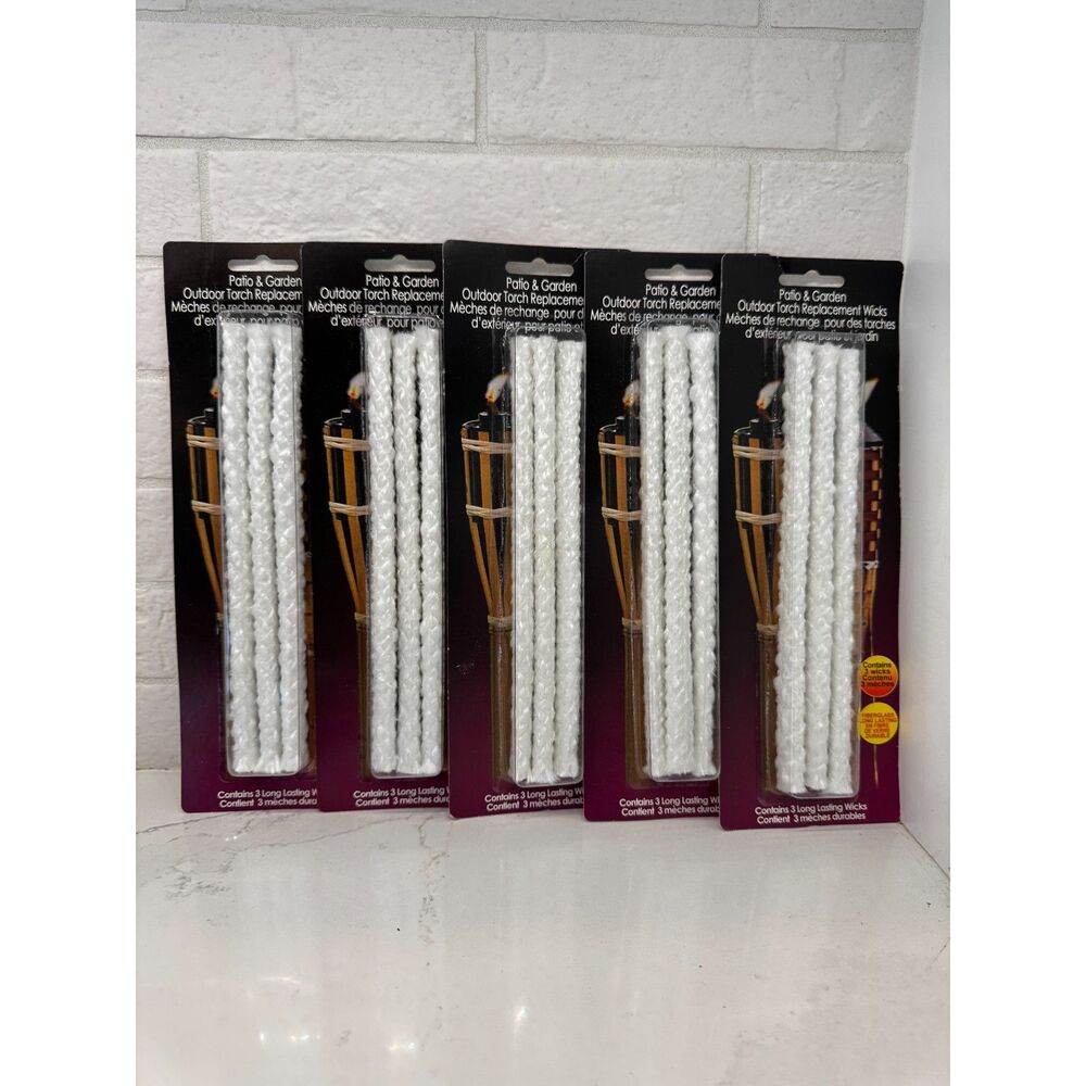 Pepperell Braiding Co. Outdoor Fiberglass Tiki Torch Replacement Wicks Set of 15